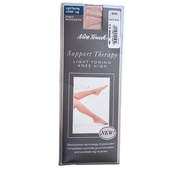 Nice Touch Light Toning Support Therapy Knee Highs Nude Size B NEW - Picture 1 of 4